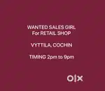 URGENTLY WANTED SALES GIRL