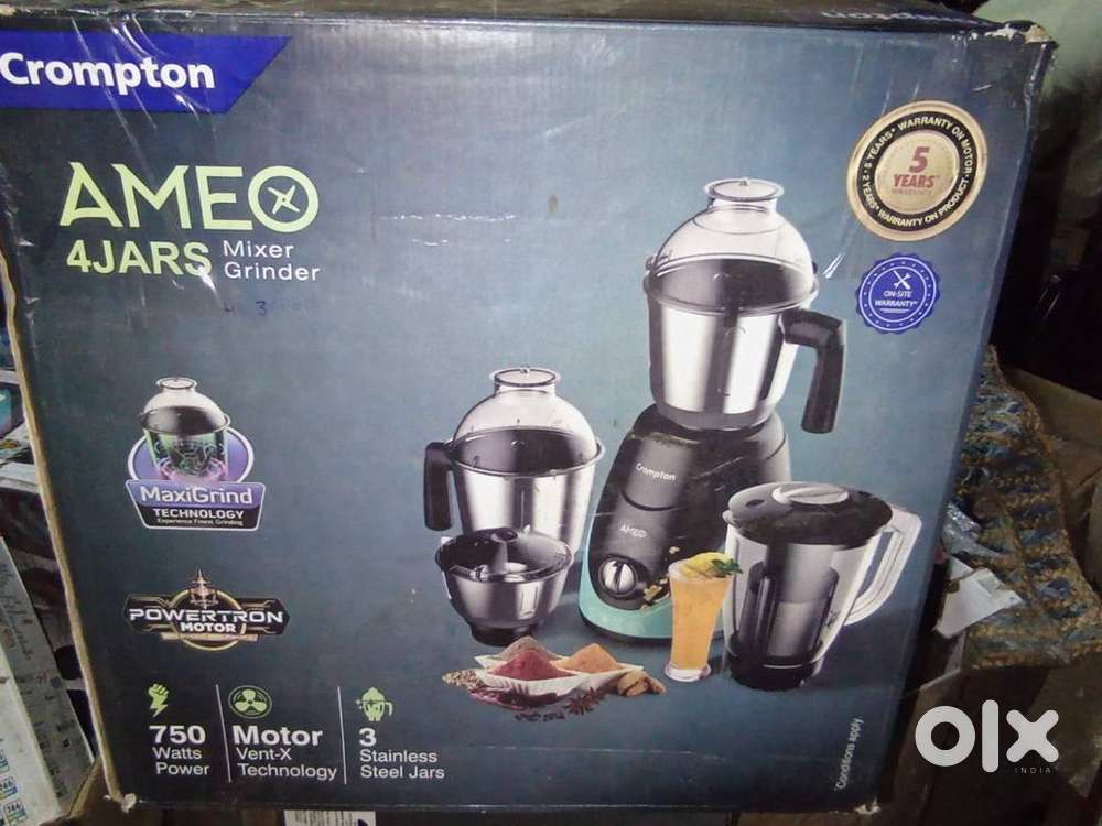 Crompton Acgm Ameo 4 Jars Ameo 750 W Mixer Grinder 4 Jars, Black, Blue