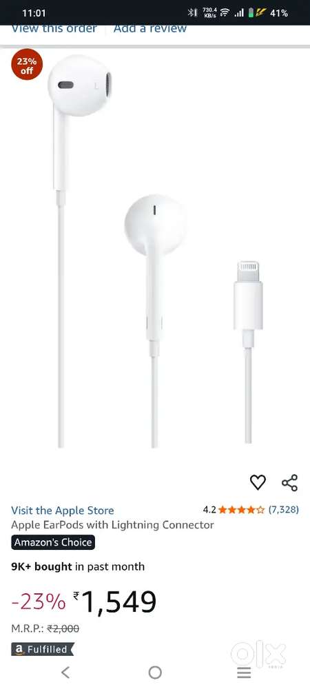 I phone earbuds lightning new  only used 1 day