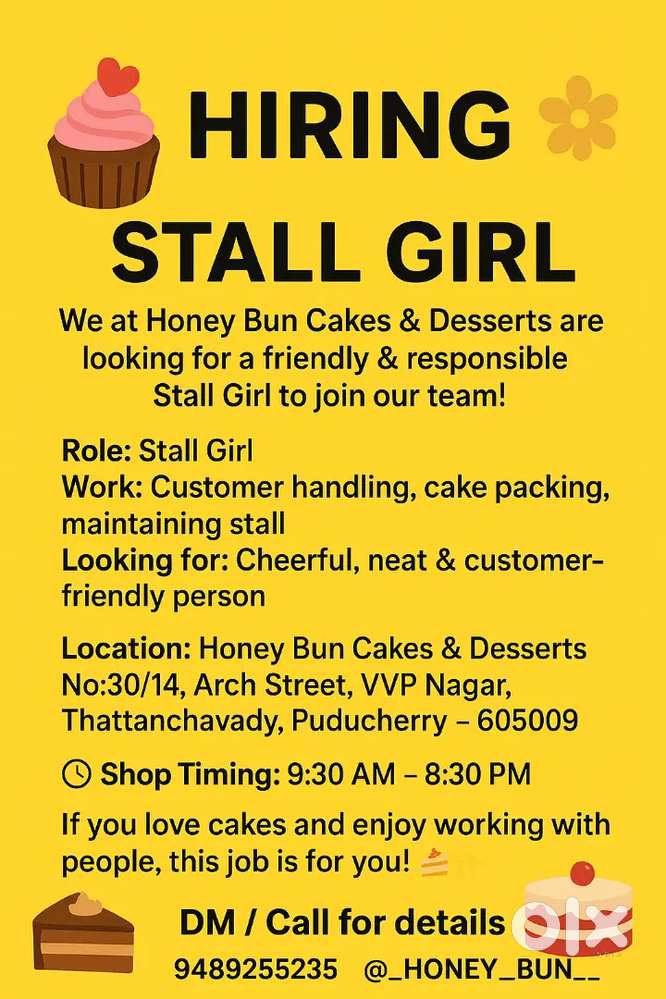 Wanted a sales girl ( STALL GIRL )