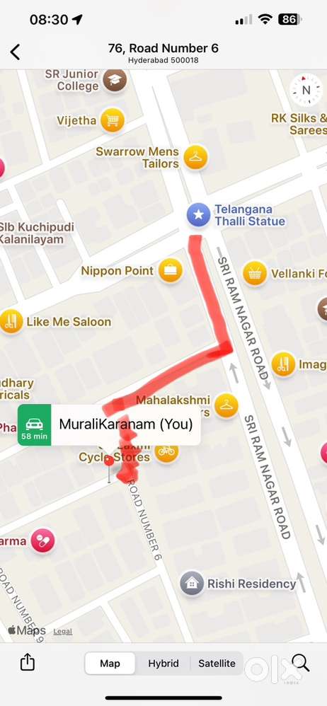 2BHK apartment near to Hiteccity available to rent immediately