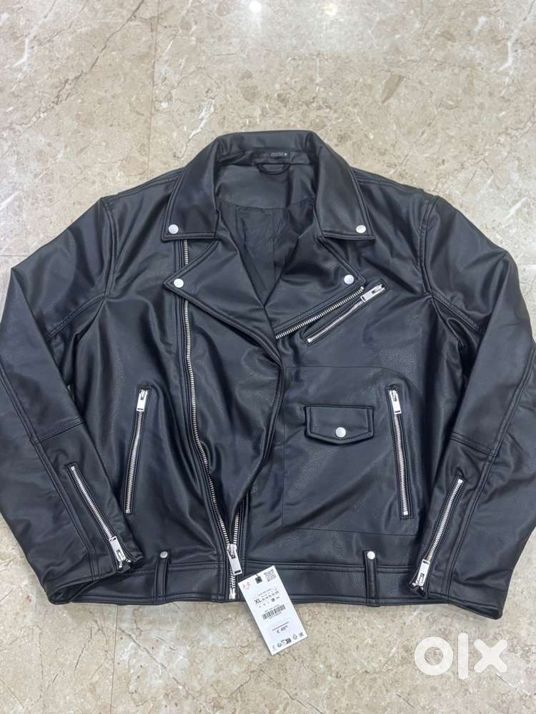 ZARA Black Leather Jacket,Brand New (XL Size)