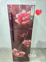 Haier double door meroon colour flower design refrigerator