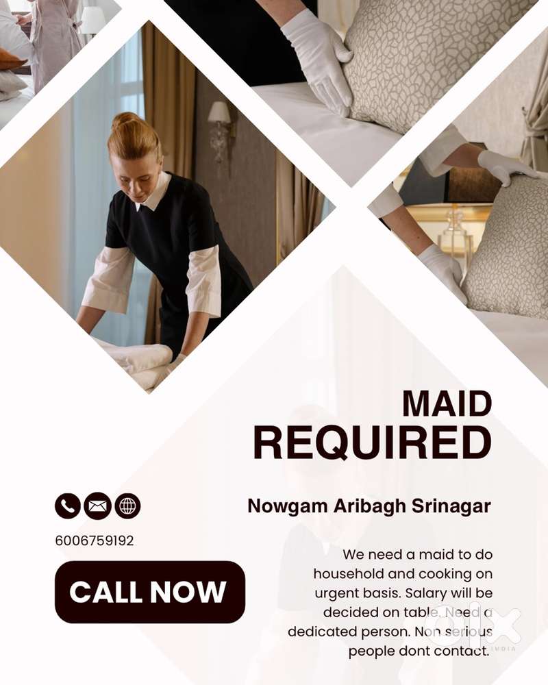 MAID REQUIRED ON URGENT BASIS