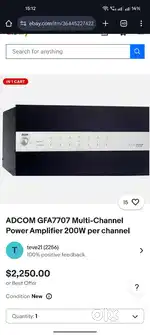 ADCOM GFA7707 Power Amplifier 7 Channel 200W Per Channel