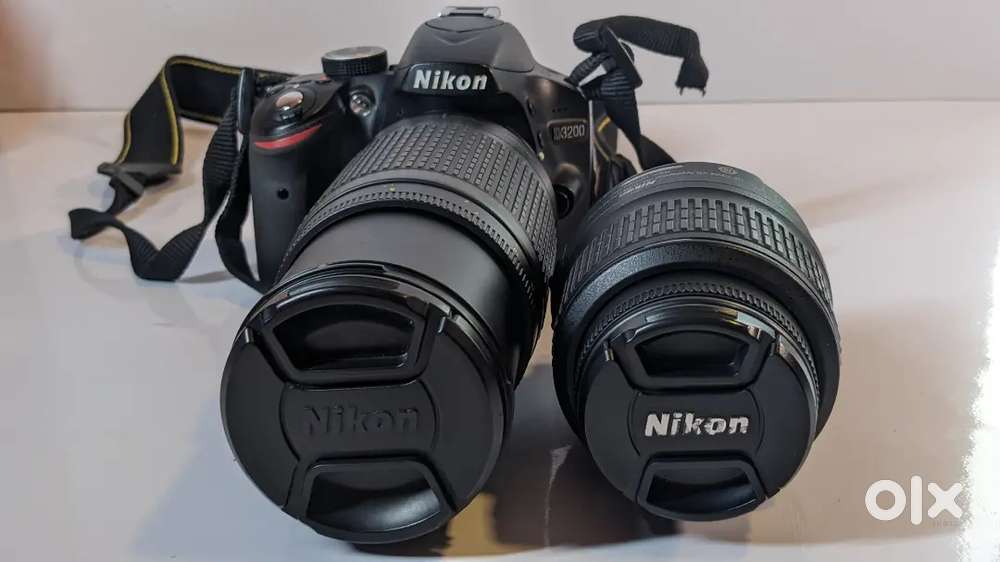 Lite used nikon D3200 dslr camera with kit lense and tele lense
