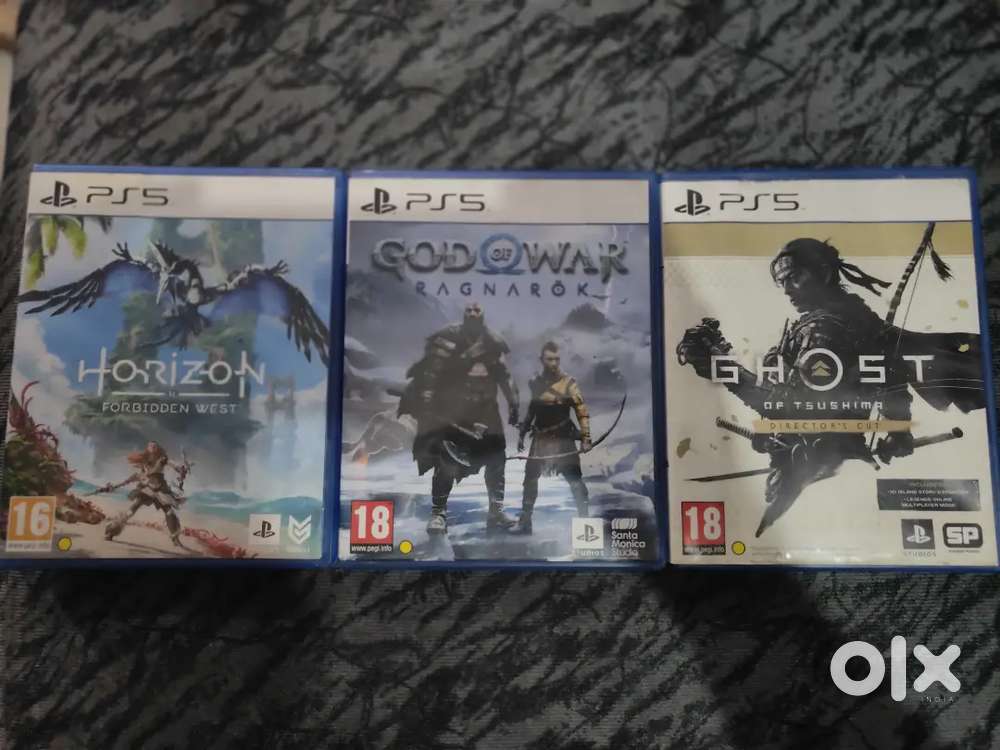 PS5 3 Games, GOW Ragnarok, ghost of tsushima, horizon forbidden west