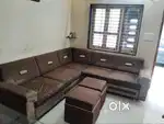 L-Shaped Sofa Set with Stools – 7.11 ft × 4.8 ft (with Cover)