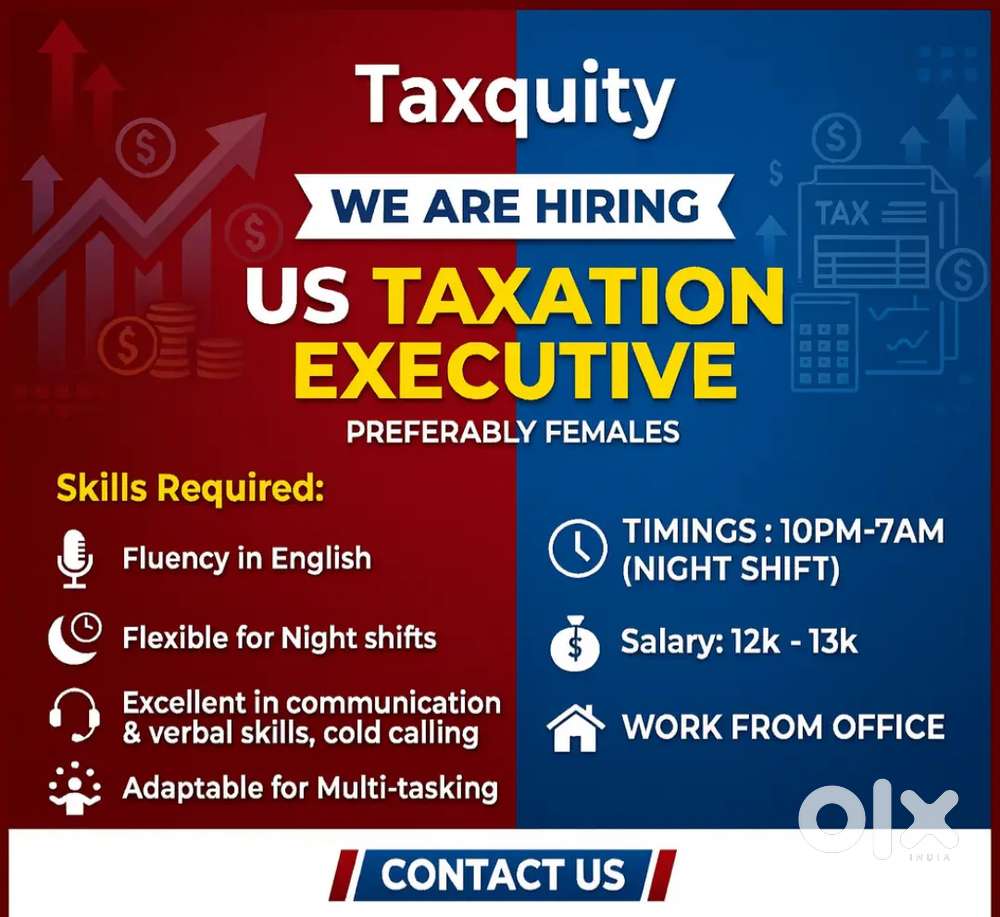 We are Hiring US TAXATION EXECUTIVE
VOICE PROCESS