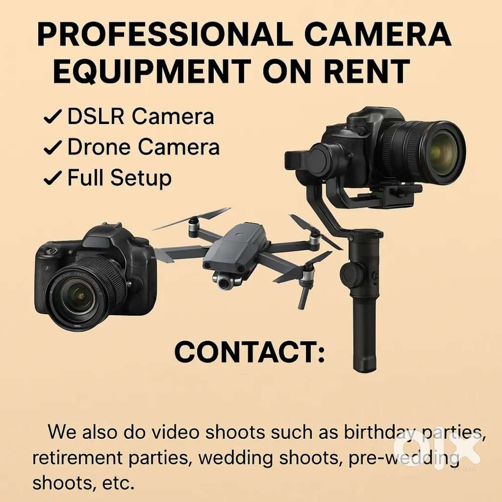 Dslr camera on rent  Camera on rent  Drone, Sony , Canon , Nikon