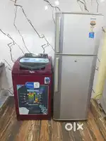 Samsung double door refrigerator and whirlpool top load washing machin