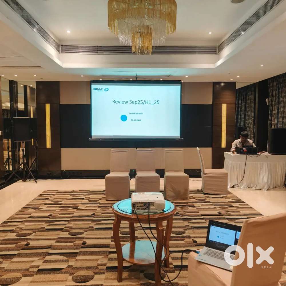 Projector and screen speaker Mike's rentals for events