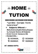I am a home tutor.