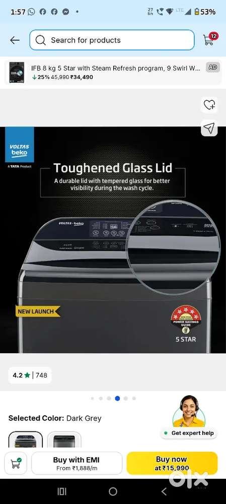 New Brand Voltas washing machine
