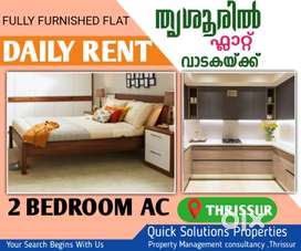 NEAR VADAKKUMNATHAN TEMPLE | DAILY RENT | 2 BHK FULLY FURNISHED  FLAT