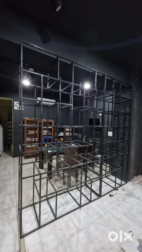 Modern Black Iron Modular Partition/Bookshelf - Room Divider
