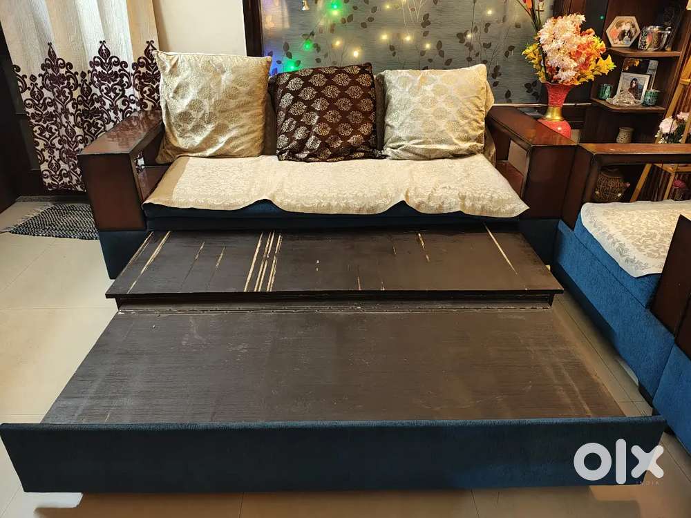 5 seater sofa cum bed with centre table