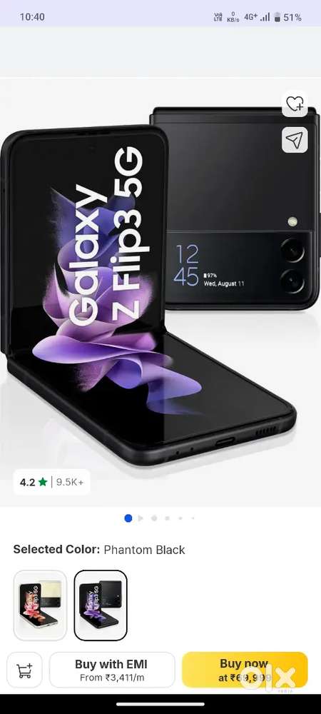 Galaxy Z flip3 5G,128GB ROM and 8Gb RAM