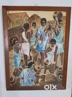 SET OF 3 ANTIQUE OIL PAINTINGS OF TRIBAL INDIA
