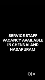 Service staff vacancy available in cafe at Chennai and Nadapuram