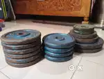Home gym workout iron plates and rod