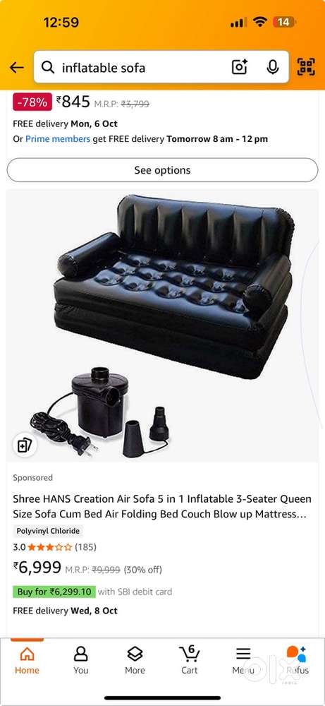Inflated sofa bed set- not al all used