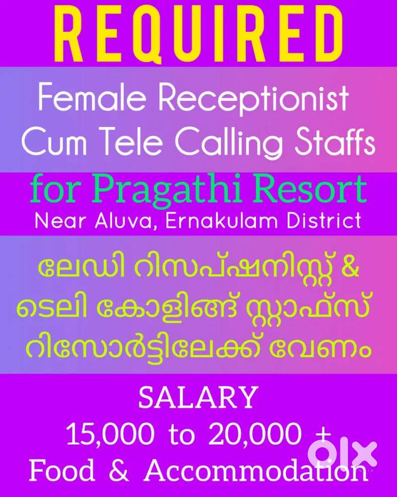 Female Receptionist Cum Tele Calling Staffs Wanted for Pragathi Resort