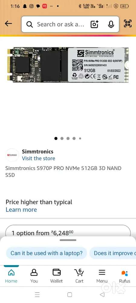 New hai 15day use Hai 512 GB nvme ssd m.2