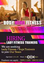We are seeking  Lady Fitness / Yoga Trainers  to join Our Team