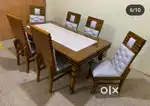 6-seater dining table Teak wood Indian sagwan marvel top fully dining