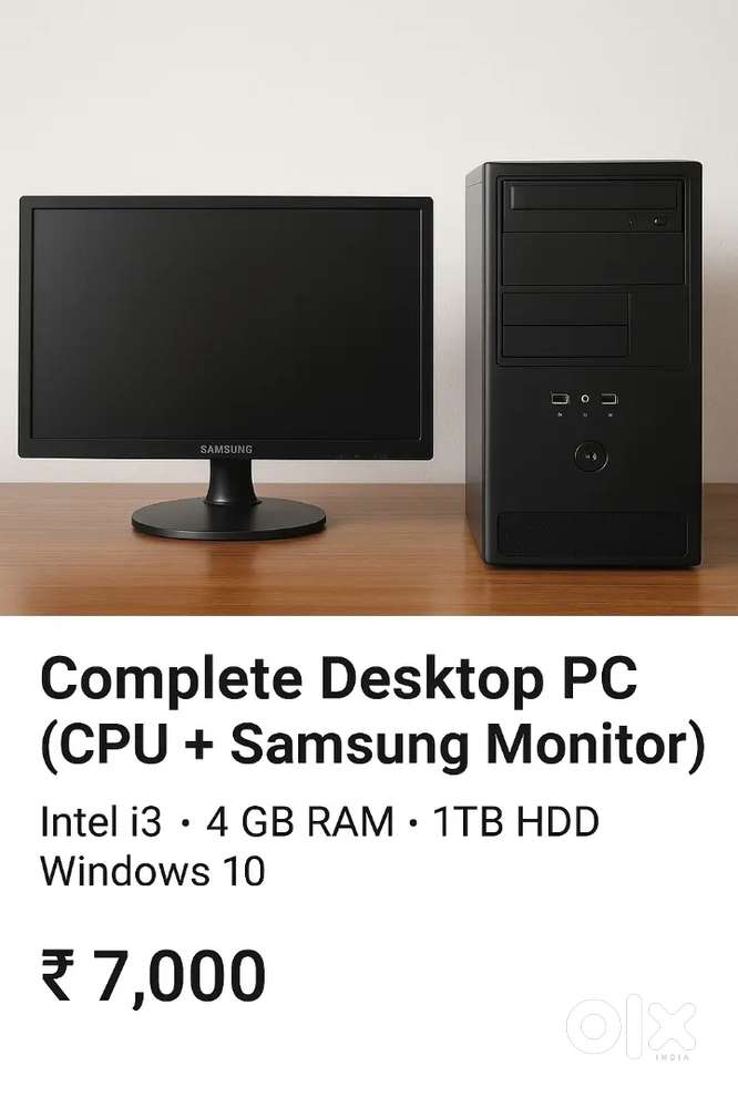 Complete Desktop PC (CPU + Samsung Monitor) Perfect Working Condition
