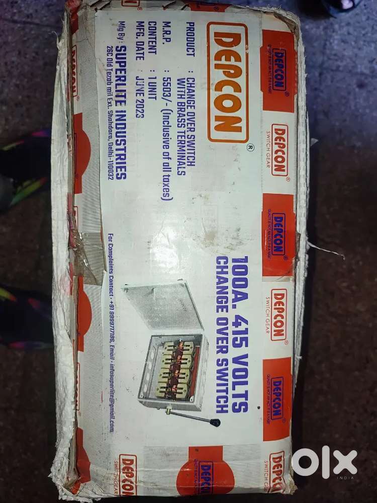 Depcon 100A, 415 Volts Change Over Switch with brass terminals.