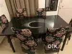 Luxurious black glass, dining table
