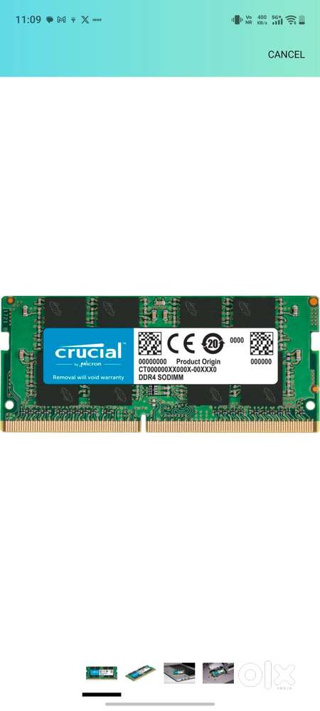 Crucial RAM 16GB DDR4 3200 MHz CL22 Laptop Memory CT16G4SFRA32A