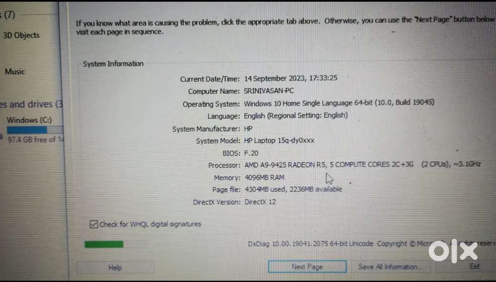 HP laptop 15q for sale