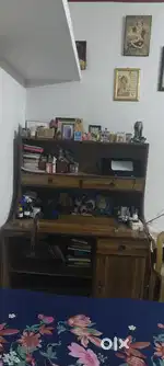 Sturdy Wooden Study/Work Table with Storage & Bookshelf