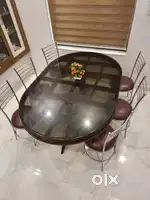 6 seater(stailessteel )@mahagany dining tabil 6'*4'