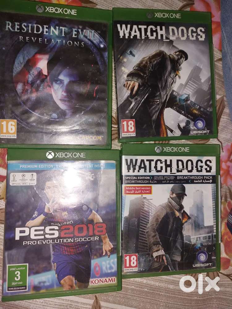 Xbox one games PES2018, WATCH DOGS, RESIDENT EVIL,RED DEAD2
