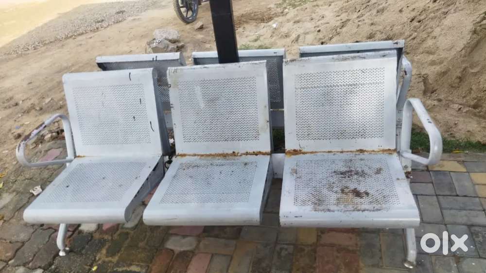 Three seater steel benches 2 set
