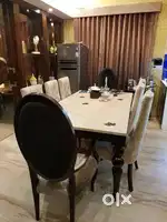 6 seater marble top designer dining table with chairs