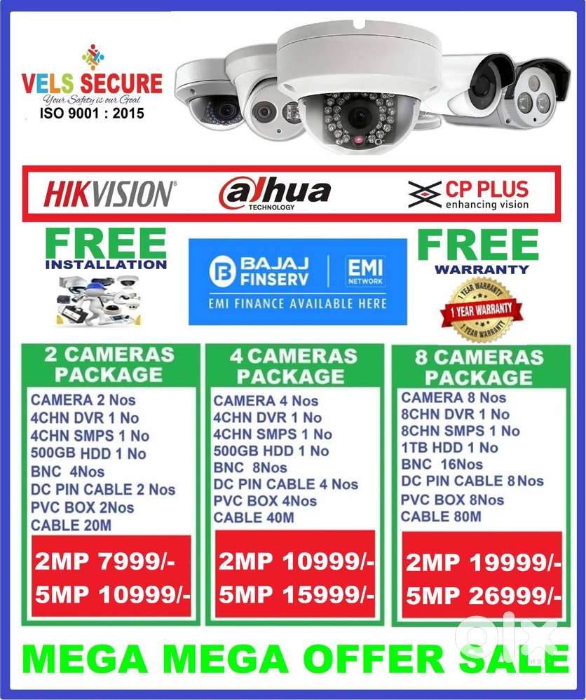 MEGA   DISCOUNT  SALE  2MP HIKVISION or DAHUA or CP PLUS CCTV