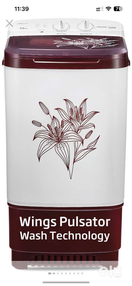 Voltas beko 7.5kg washer only maroon,white