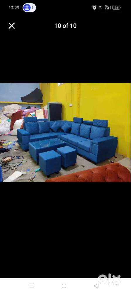 Unique design model L shape sofa adjustable Headrest loose pillow.