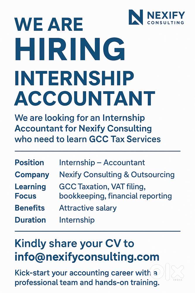 We Are Hiring – Internship Accountant