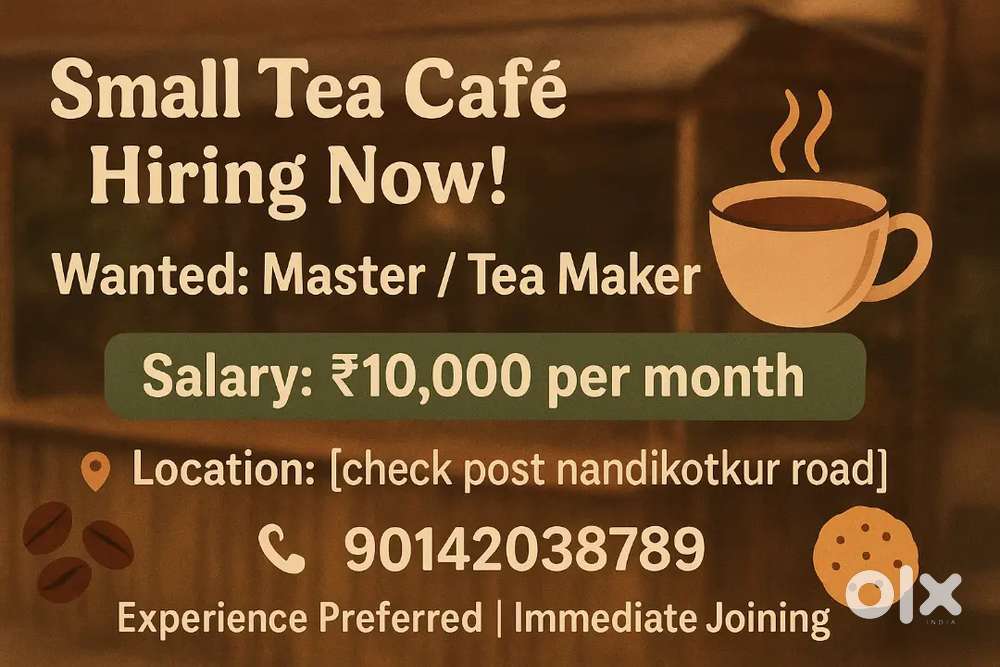 Tea master wanted for small cafe