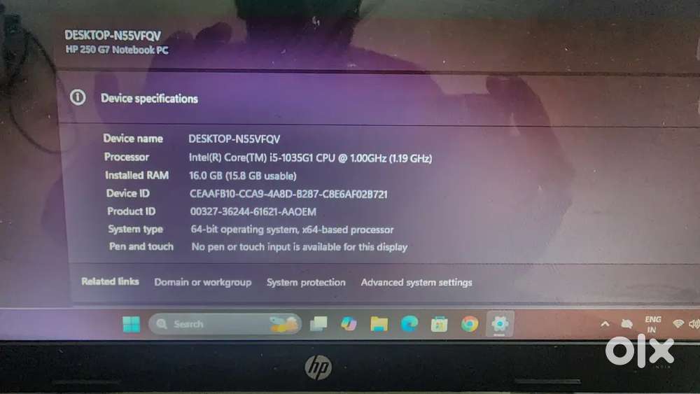 Hp laptop  i5 10 th gen 16gb ram 256gb ssd