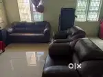Leather cushion sofa set