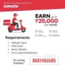 Zomato Part-Time / Full-Time Delivery Job Available