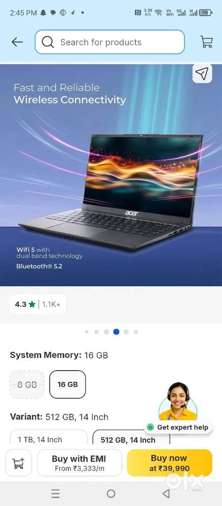 Acer Laptop box not used single day