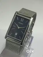 Seiko Slim Tank With Date Blue Dial With Metal Strap Wrist Watch